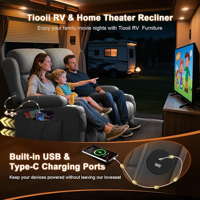 RV Loveseat Recliner Sofa, Massage Wall Hugger Recliners Couch