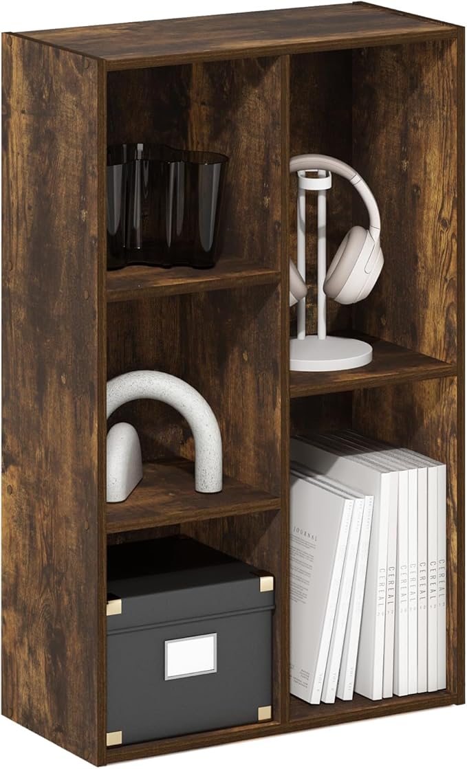 Furinno LUDER Book Shelf, 5-Cube Bookshelf, Open Storage Shelf Bookcase