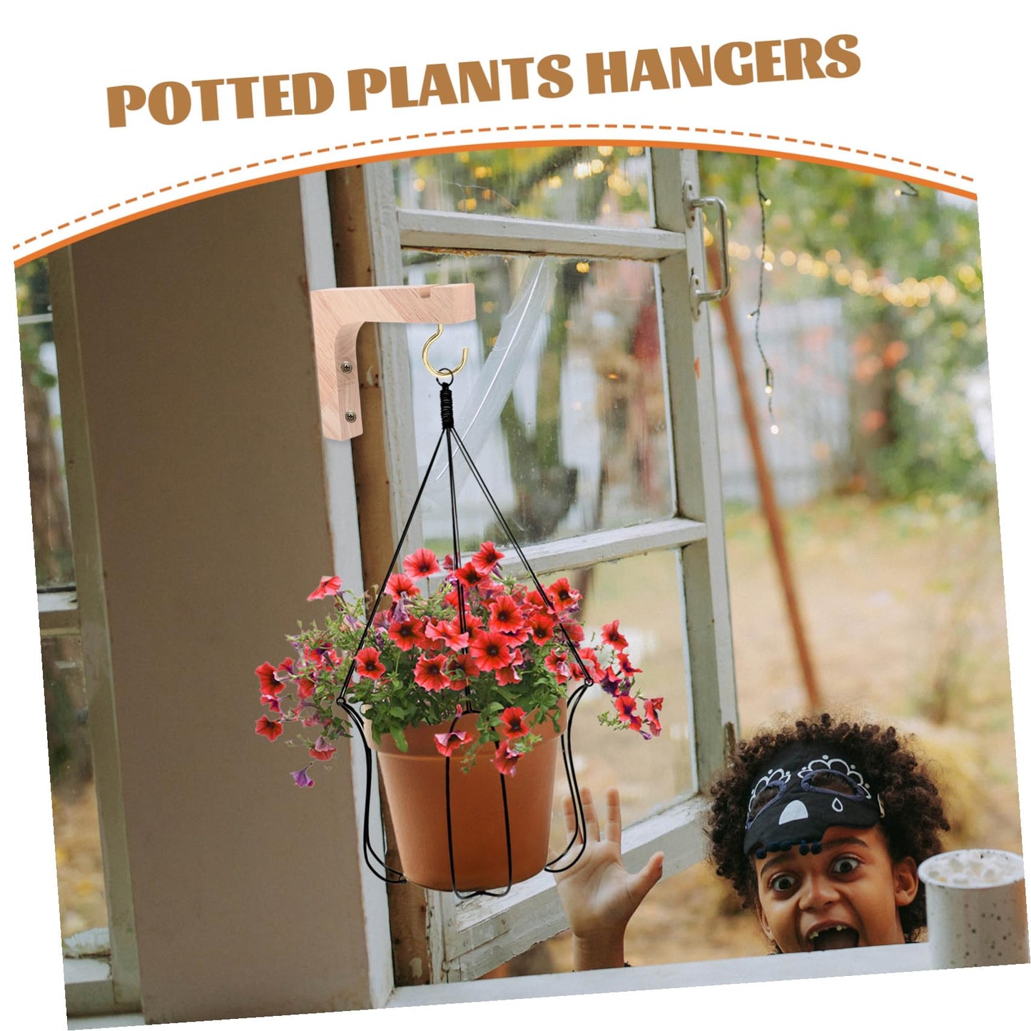 SEWOART Wooden Plant Hanger Hooks 2pcs Wall Mount Heavy Duty Plant Brackets for Indoor Outdoor Hanging Planters Natural Wood Finish Supports