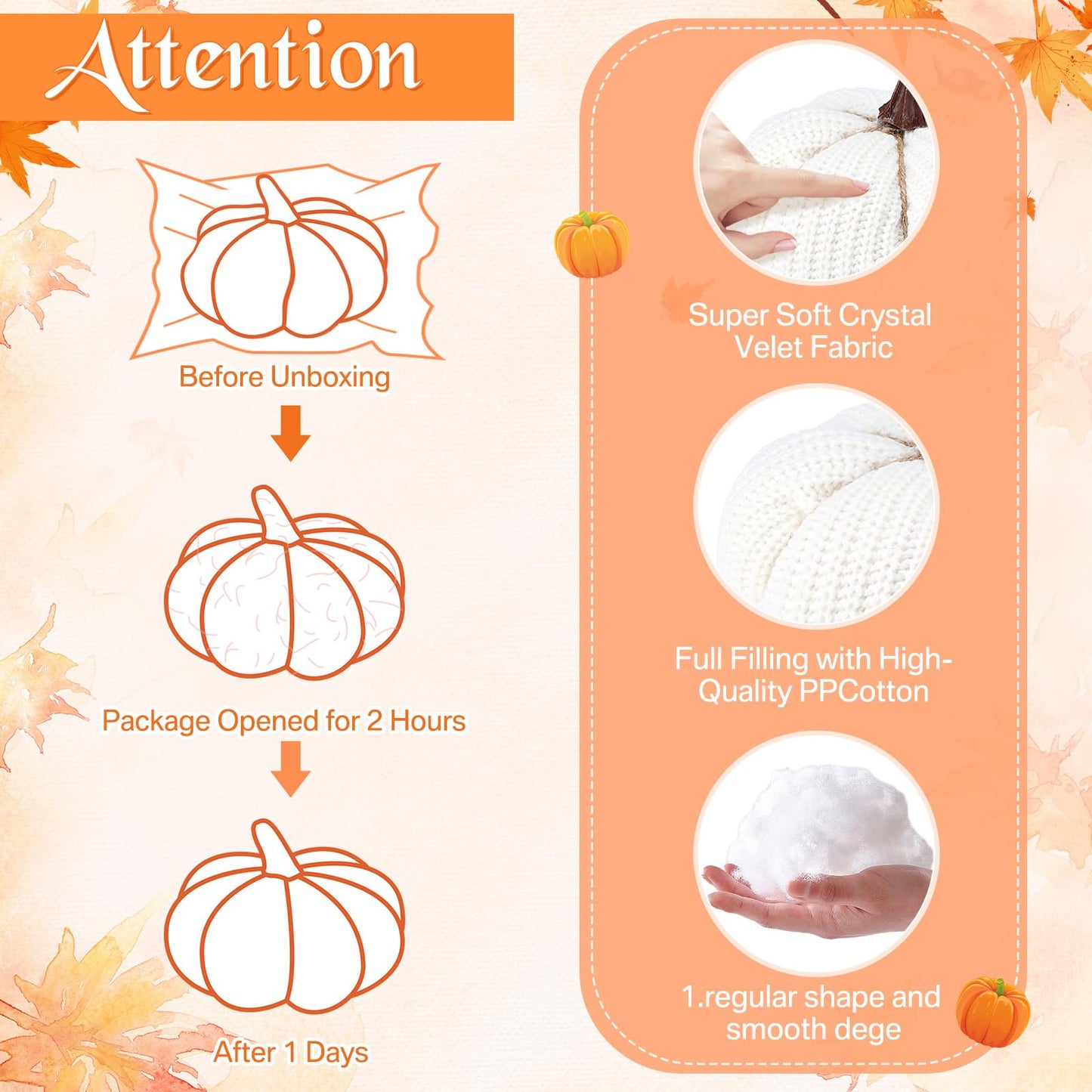 HunnmingRe 6 Pcs Thanksgiving Decor White Crochet Pumpkins Large 6 Inch Faux Fall Pumpkin Decor for Thanksgiving Farmhouse Autumn Rustic Mantel Table