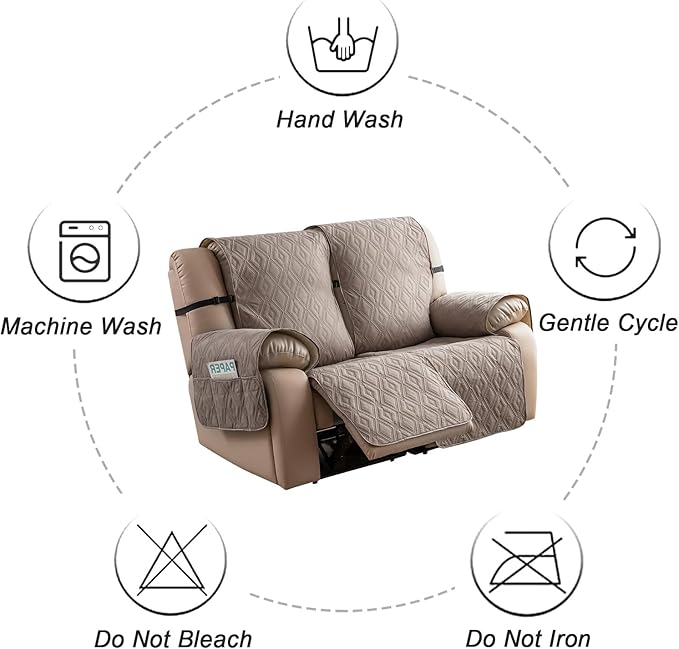 Genina Waterproof Loveseat Recliner Cover Non-Slip, Sofa Cover