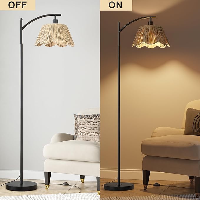 Oneach Boho Floor Lamp with 3 Color Temperatures, Farmhouse Floor Lamps