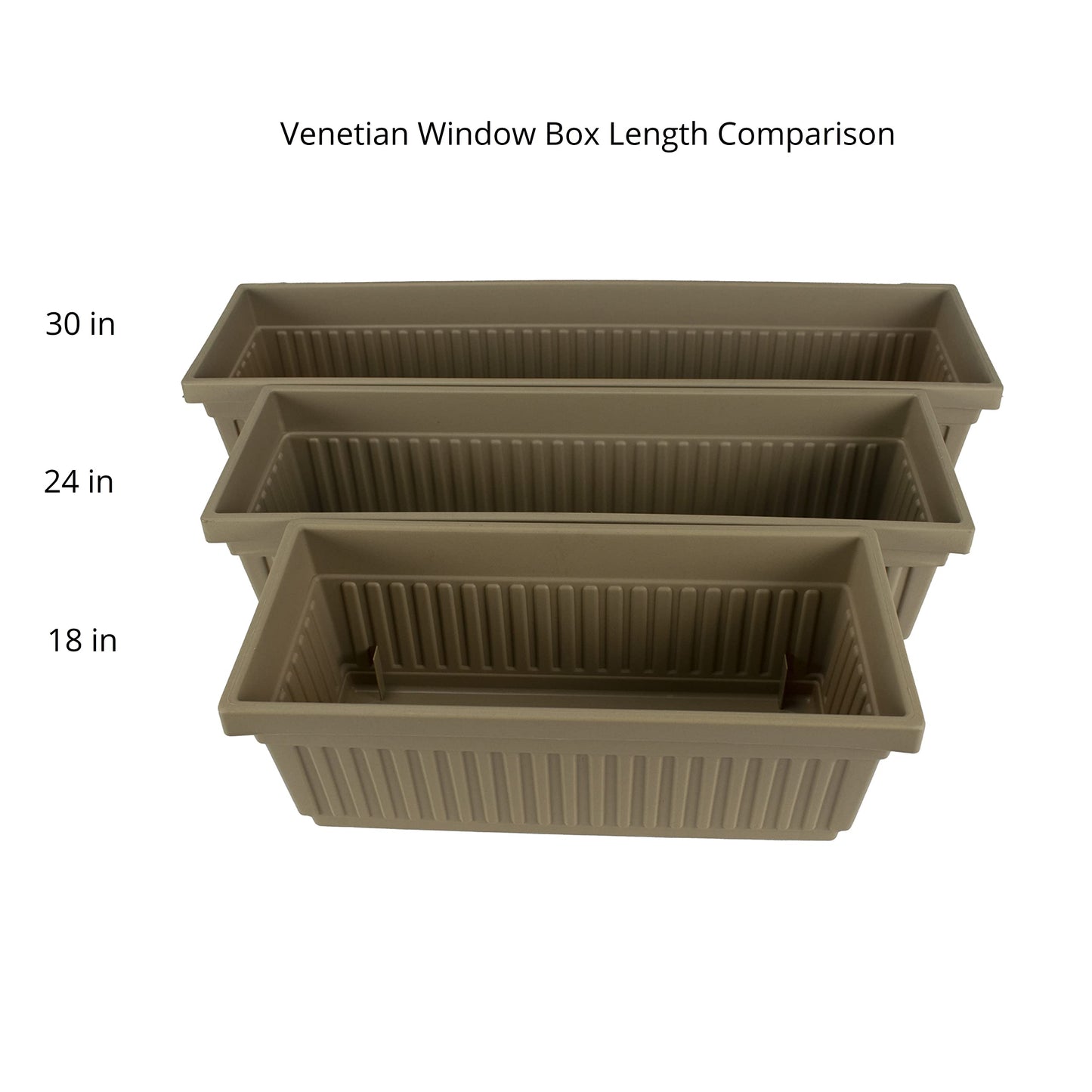 The HC Companies 18 Inch Venetian Rectangular Window Planter Box - Lightweight Plastic Indoor Outdoor Plant Pot with Drainage for Windowsill, Herbs, Flowers, Clay (Pack of 2)