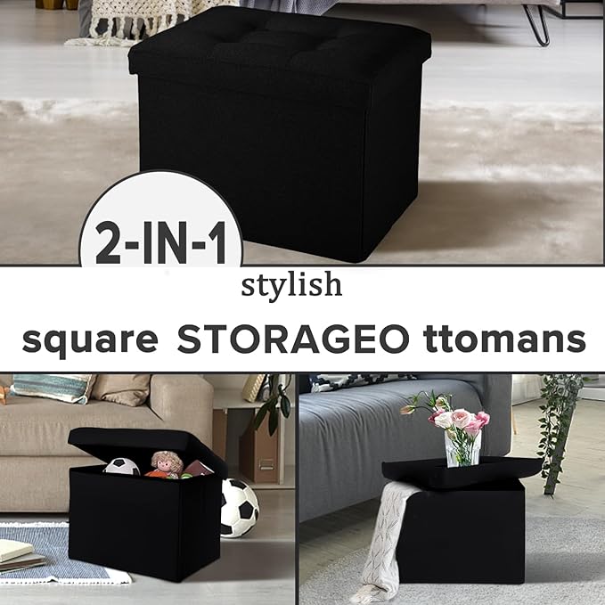 LINMAGCO Small Storage Ottoman Stool Foot Rest Stool Under Desk Stool Short
