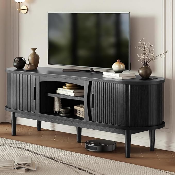 Decofy Mid Century TV Stand for TVs up to 65 Inches, Entertainment Center