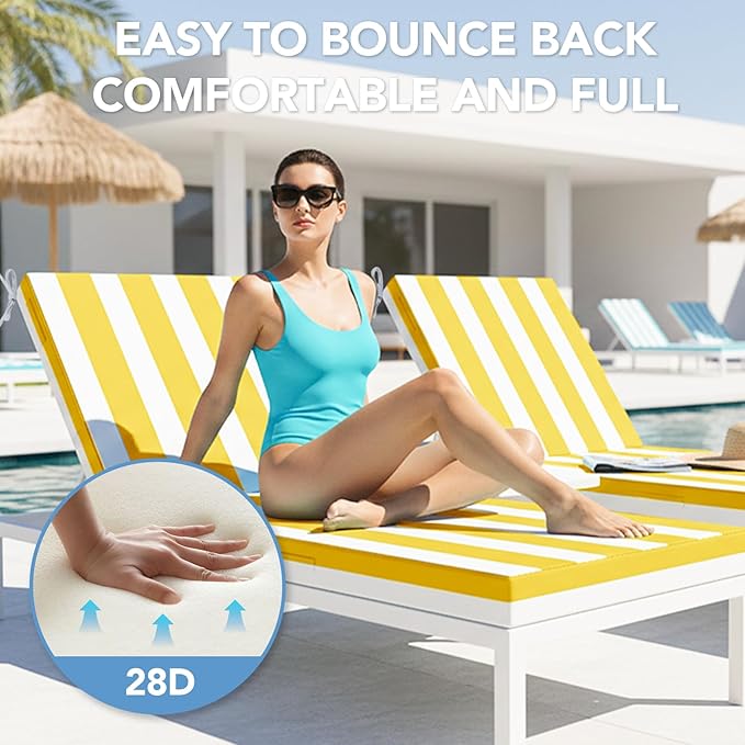 L'AGRATY Outdoor Lounge Chaise Cushion: 72x21x3 Inch Waterproof Lounge Chair