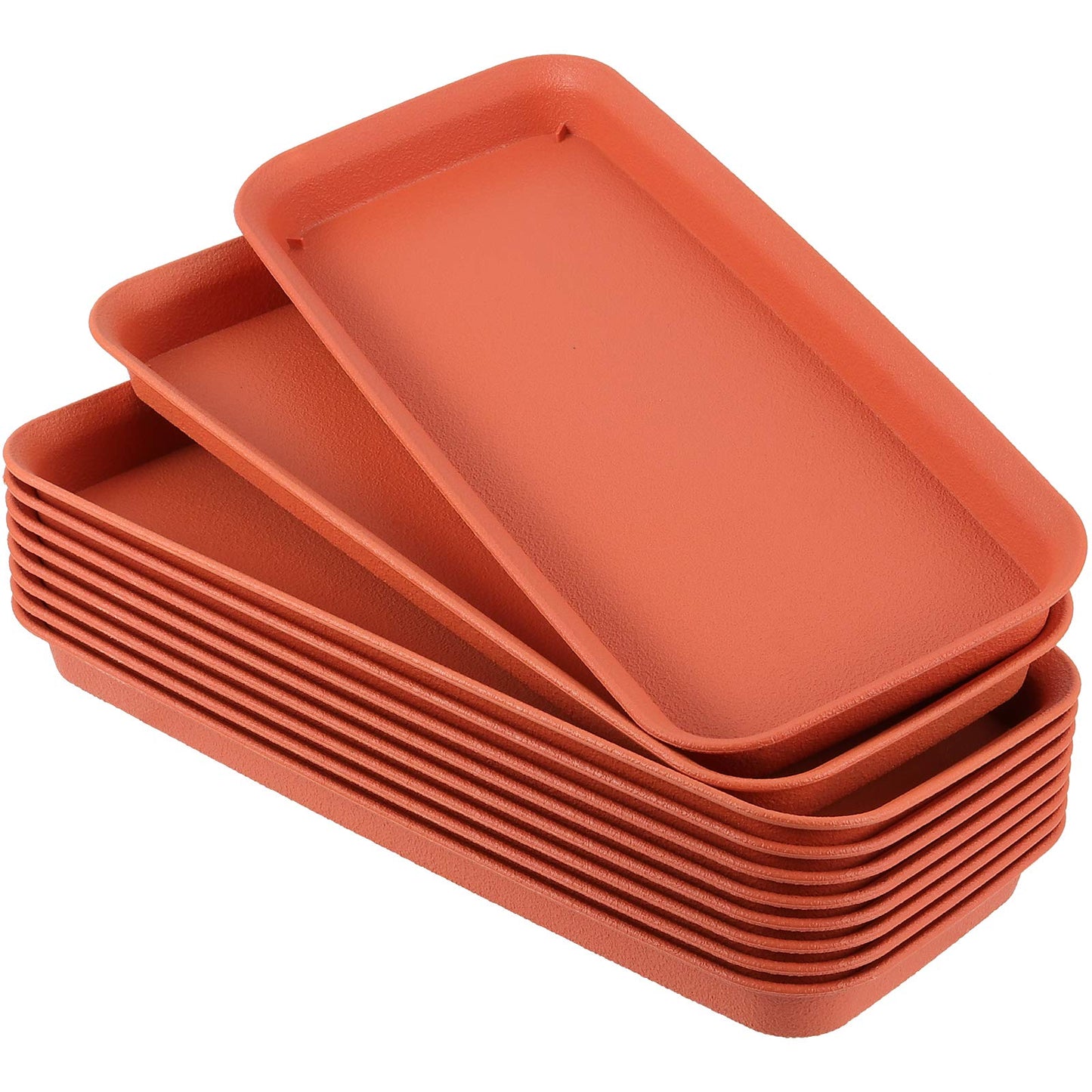 ZEONHAK 10 Pack 15.5 x 6.7 Inches Rectangular Plastic Plant Saucer Drip Trays, Strong Plastic Plant Pot Saucers, Durable Plant Tray for Indoor and Outdoor Various Plants