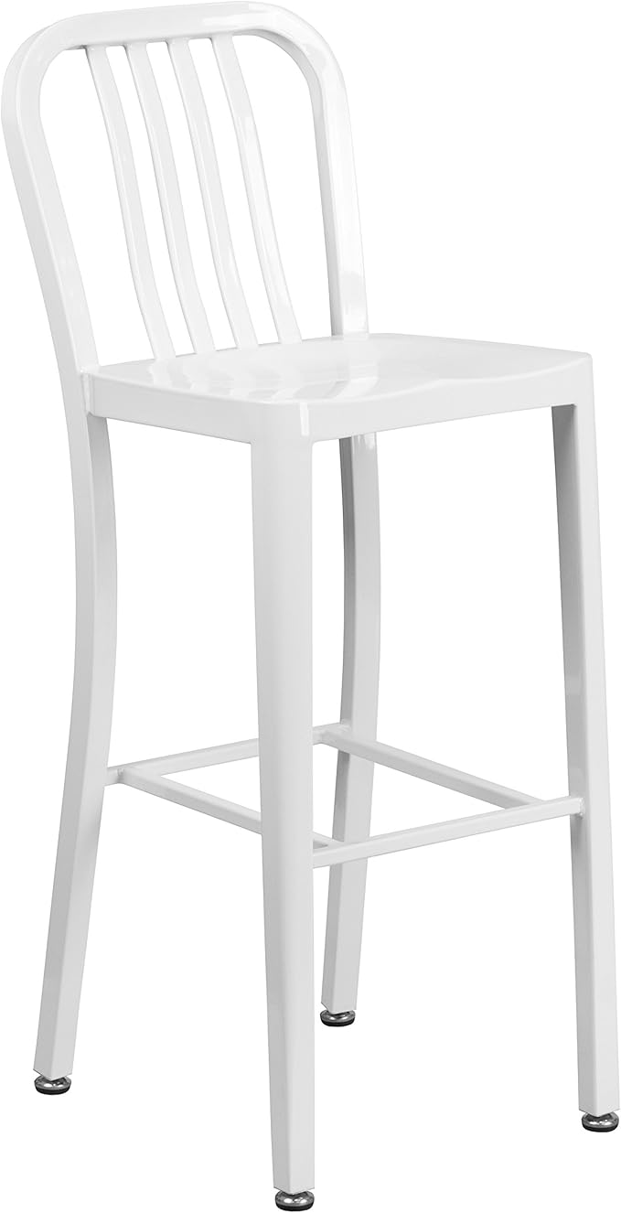 Flash Furniture Commercial Grade 30" High White Metal Indoor-Outdoor Barstool