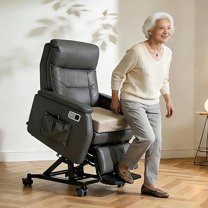 Gel Memory Foam Recliner Cushions for Elderly 19.7x19.7x4.7inch Dual-Layer Gel Memory Foam Non-Slip with Handle