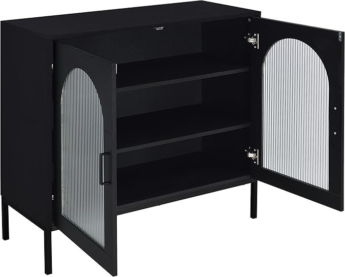 Coaster Home Furnishings Jess 2-Door Arched Fluted Glass Accent Cabinet Black