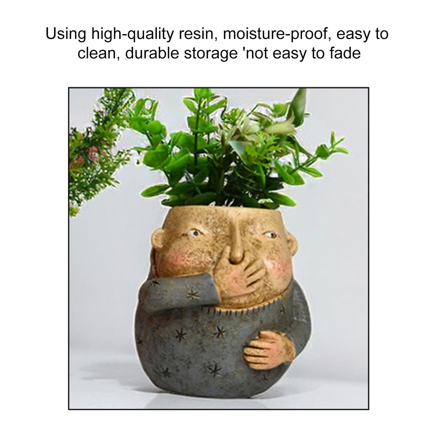 Big Heads Planter - Girl Face Planter, Cute Face Heads Planter Resin Cactus Holder Planter | Girl Planter Heads Pot, Indoor Unique Face Flower Planter Boys Girls