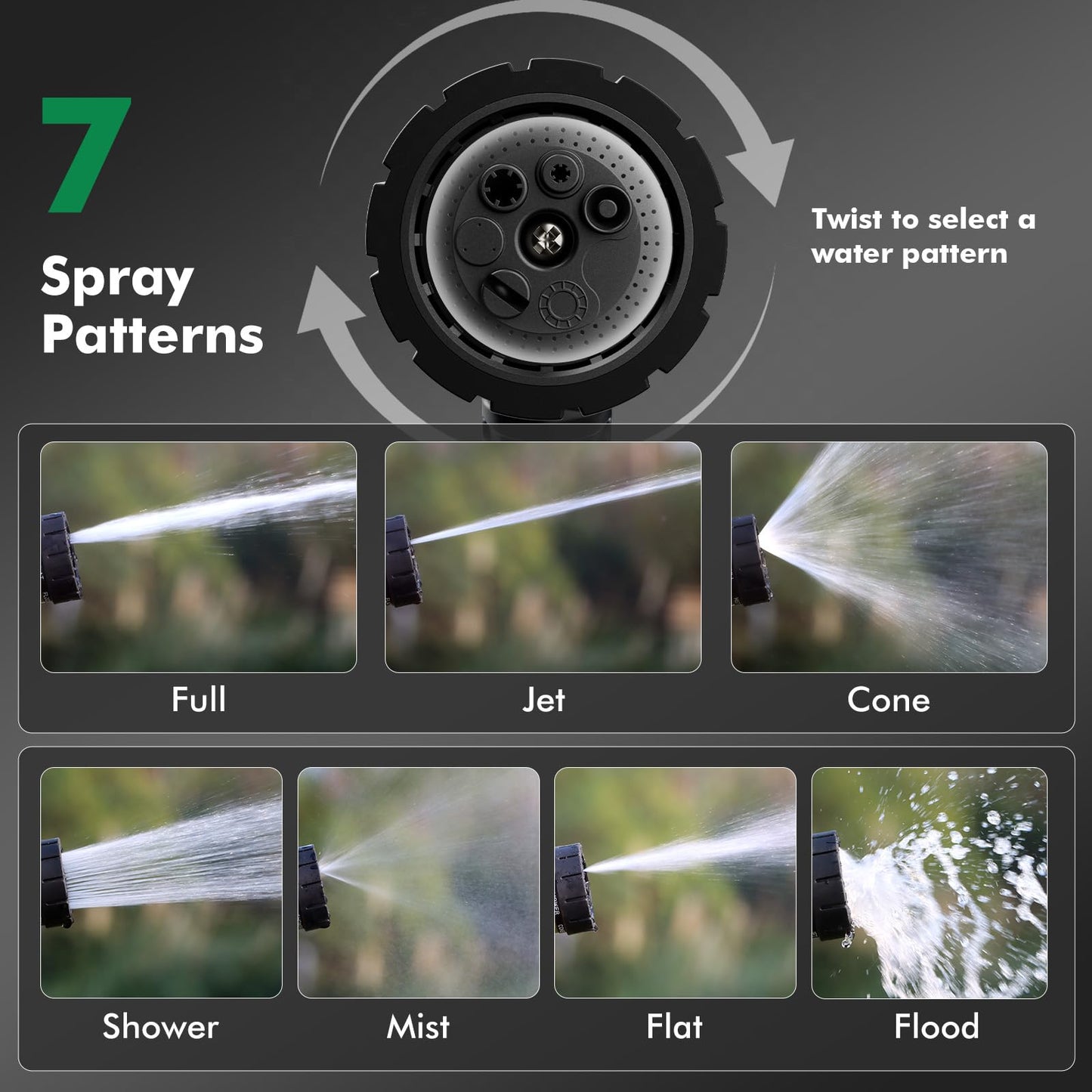 RESTMO Heavy Duty Hose Nozzle, Metal Garden Water Hose Sprayer with 7 Watering Patterns, Thumb Control, On Off Valve, High Pressure Nozzle Sprayer for Watering Plants, Car and Pet Washing, Bronze