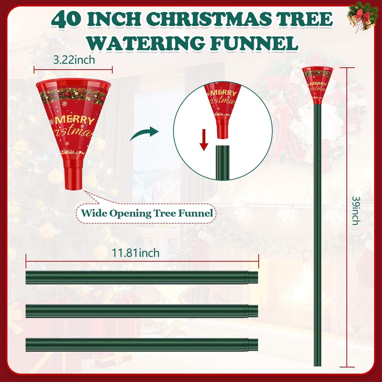 Christmas Tree Watering Funnel, Real Christmas Tree Water Long Funnel About 40 Inch, Trees Watering System for Water Indoor Outdoor