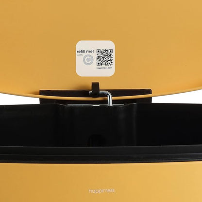 happimess HPM1006L Connor Rectangular 13-Gallon Trash Can with Soft-Close Lid and Free Mini Trash Can, Fingerprint Resistant, Modern, Minimalistic for Home, Kitchen, Office, Bathroom, Daffodil Yellow