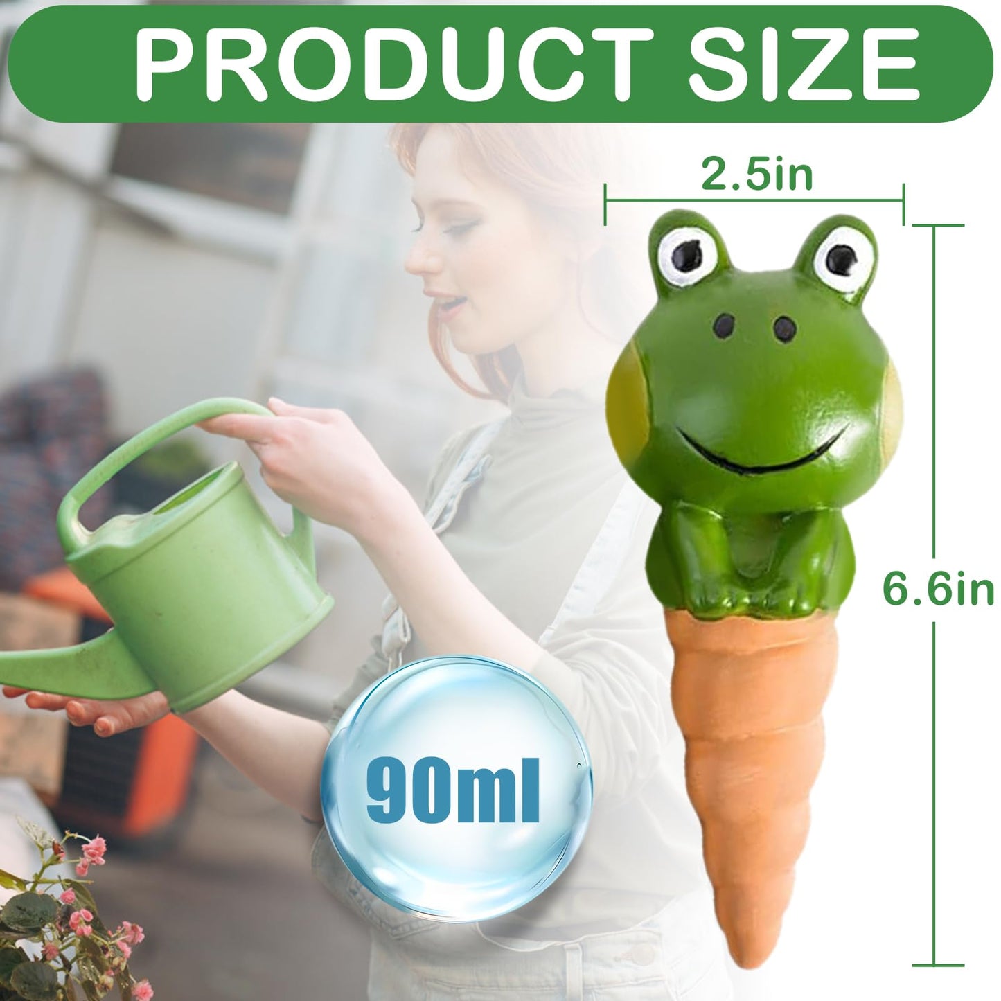 4PCS Terracotta Self Watering Spikes, Frog Shaped Self Watering Globes, Slow Release Self Watering Planter Insert, Plant Watering Globes for Indoor and Outdoor Plants