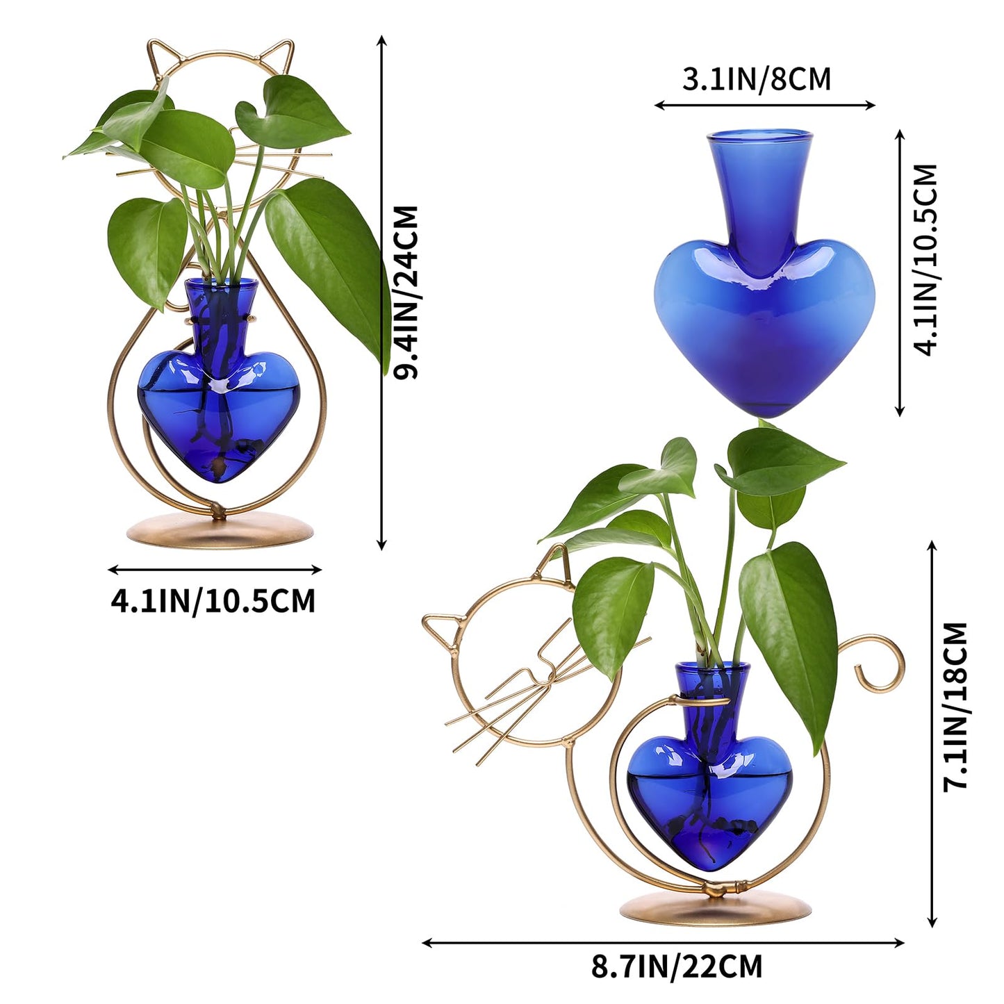 Plant Terrarium Plants Propagation Station Cat Lover Gifts for Women Home Office Decor Cat Desk Accessories