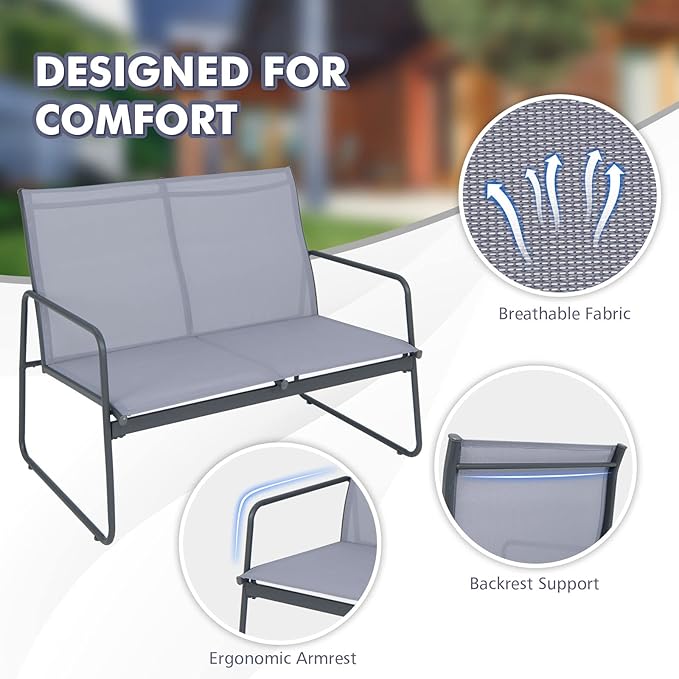 Tangkula 4 Pieces Patio Furniture Set, Outdoor Conversation Set