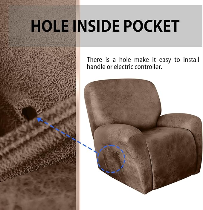 ANARACHON Leather Like Recliner Chair Covers Stay in Place, 4 Pieces Recliner