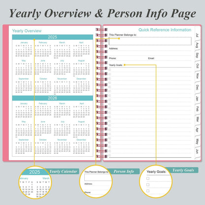 2025-2026 Appointment Book & Planner - Hourly Planner from July 2025 - June 2026, Weekly Appointment Book 2025-2026 with 30-Minute Interval, 6.4" x 8.5", Pink