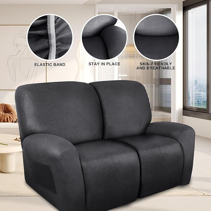 ANARACHON Loveseat Recliner Cover Leather Look Recliner Loveseat Covers