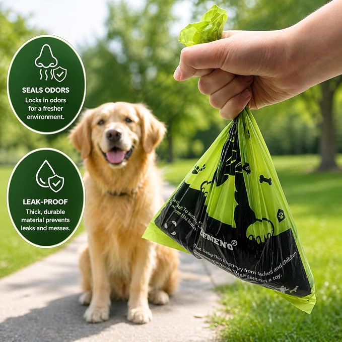 Doggy Poop Bags Biodegradable with Dispenser (1440 Bags) Eco-friendly Dog Waste Pickup Bags Landfill-friendly Refill Rolls Cat Waste Bags (Green, 72 Rolls, Unscented)