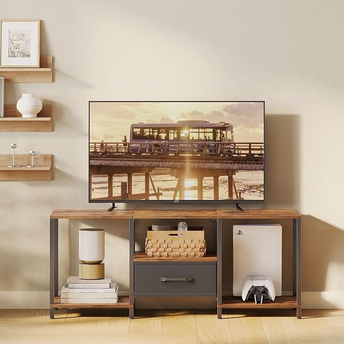 JARHETUN TV Stand with Fabric Drawer