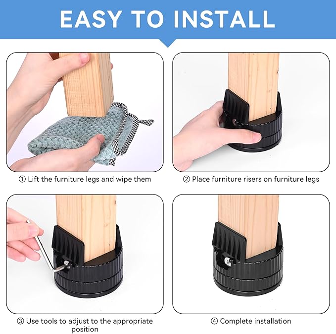 4 Pack Heavy Duty Bed Risers