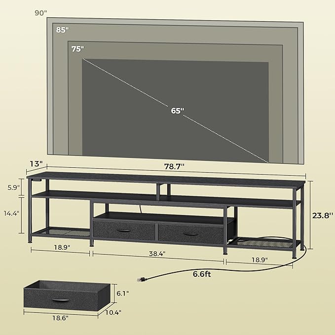 Huuger 79 Inch TV Stand for 85, 90 Inch TV, Entertainment Center