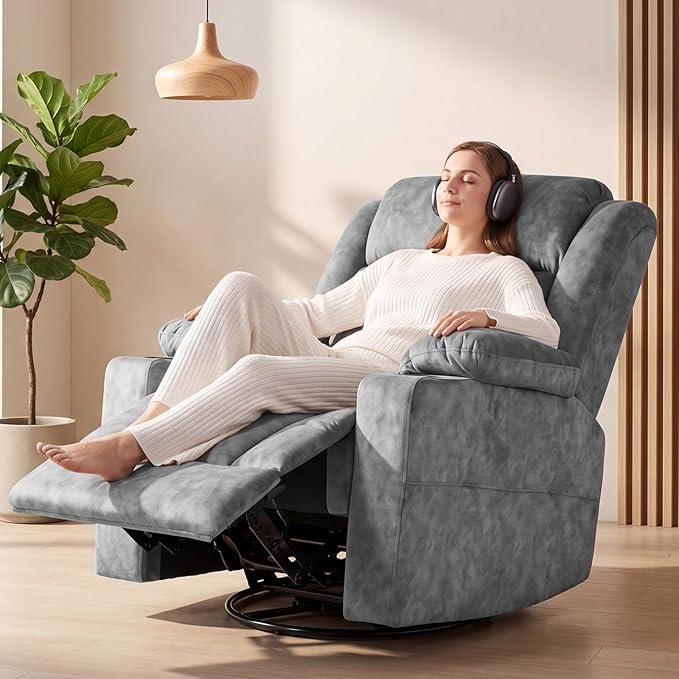 LEVELEVE Retro Rocking Recliner Chair, Massage Rocker Recliner Chair