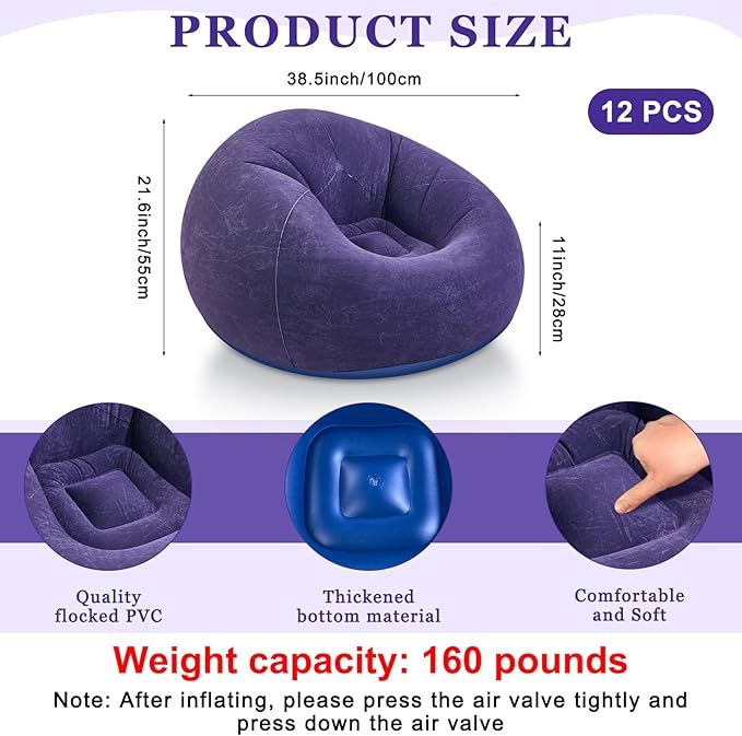 Realspring 6 9 12 Pcs Inflatable Bean Bag Chairs