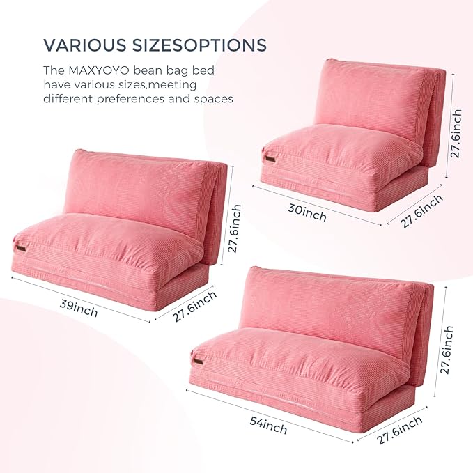 MAXYOYO Folding Sofa Bed, Extra Thick and Long Floor Sofa Convertible Sleeper
