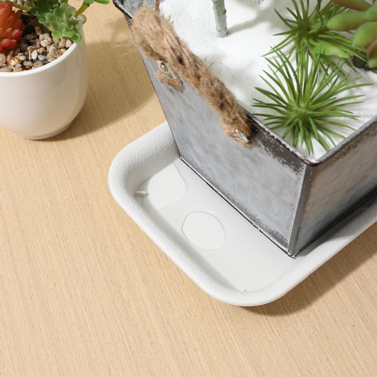Sewroro 5pcs Plastic Plant Saucers Tray, Rectangular Flower Pots Planter Tray for Windowsill, Water Saving and Breathable Design