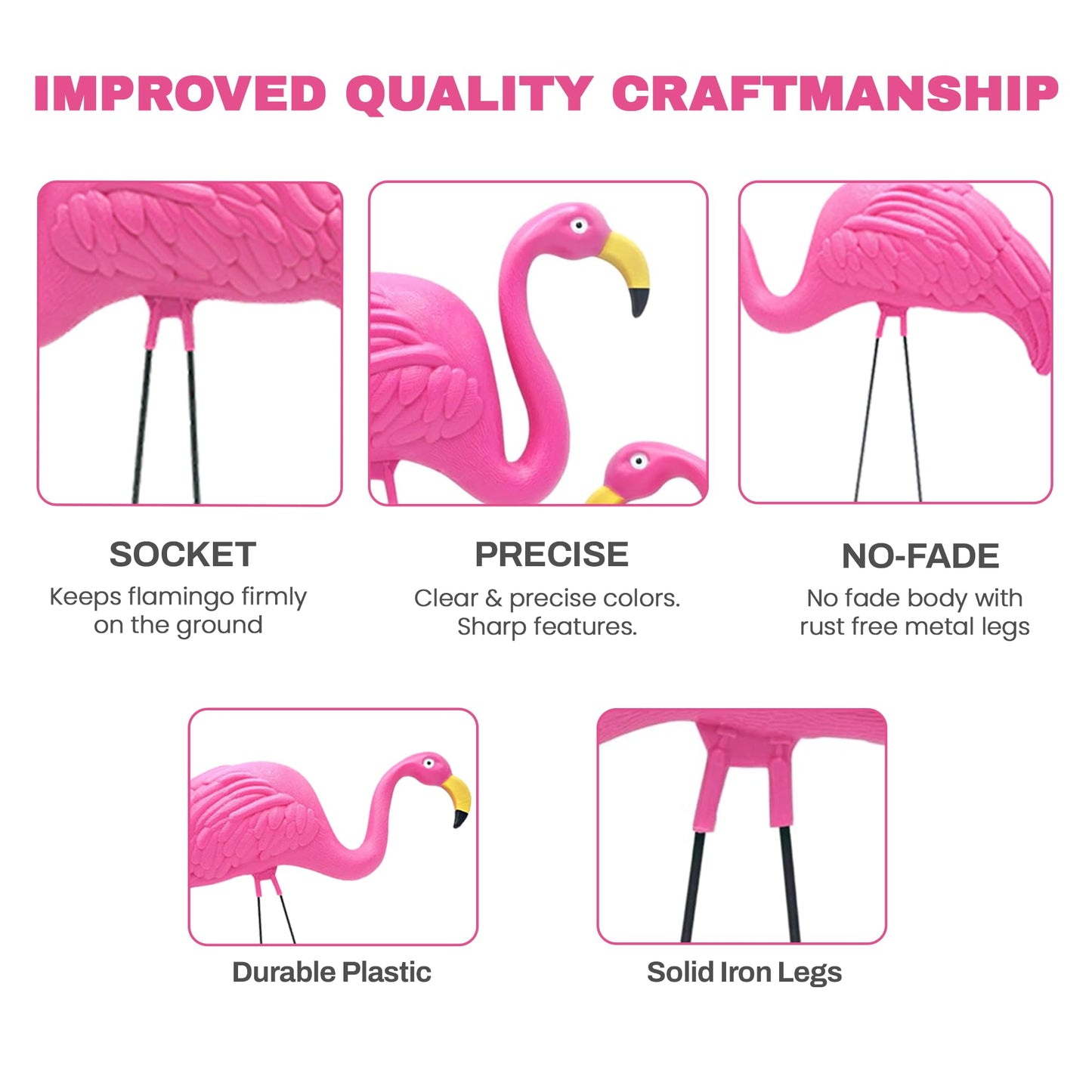 4E's Novelty 4 Pink Flamingos Yard Decorations - Extra Large 24" Flamingos Yard Ornaments - Pink Flamingos for Yard Sculptures & Statues - Lawn Flamingos Outdoor Garden Decor, Weather Resistant