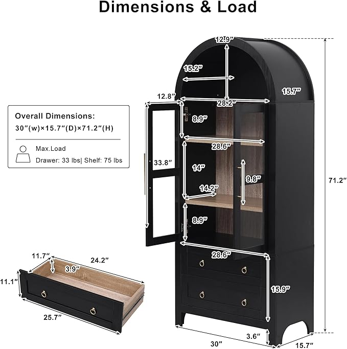 71" Arched Storage Cabinets