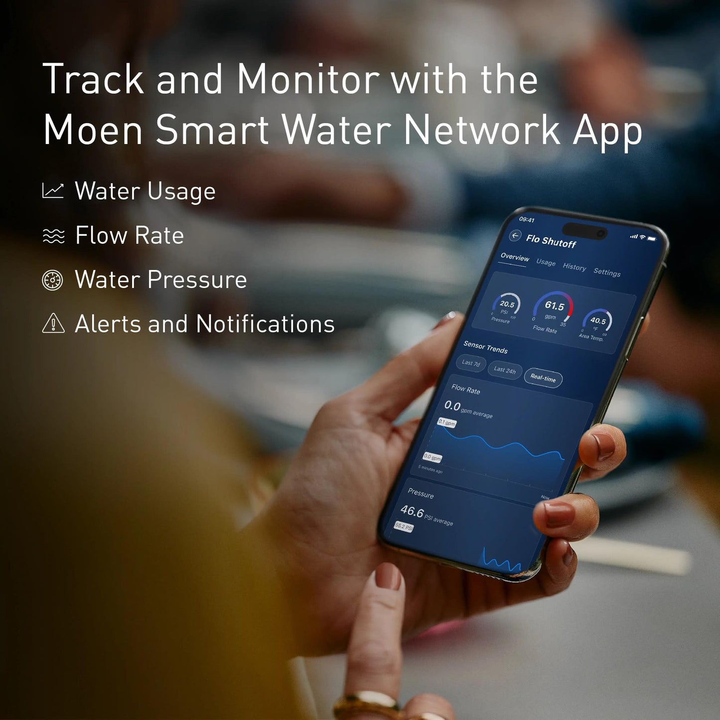 Moen Flo 3/4-inch Smart Water Shut Off Valve, Smart Home Water Monitor Leak Detector, Wifi Connected, App Enabled Flow Meter and Shutoff, 900-001