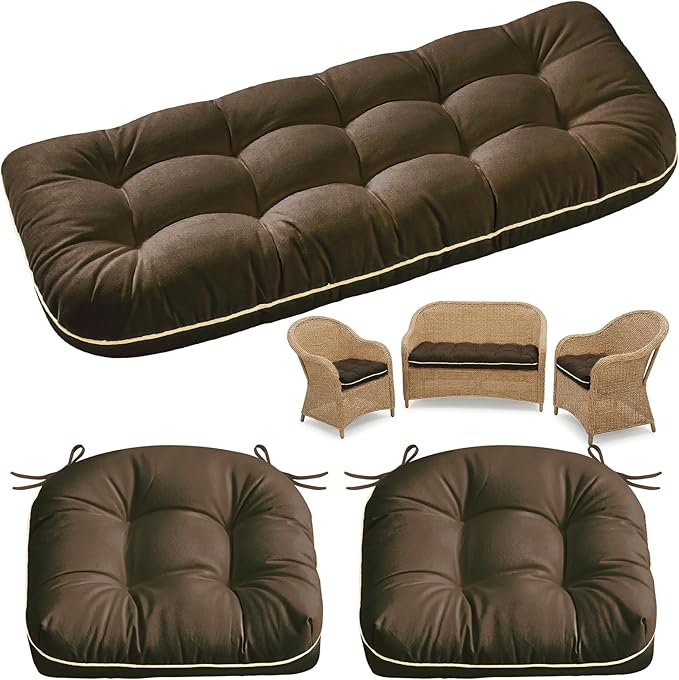 1 MIDDLE ONE Wicker Chair Cushions 3 Pieces Set
