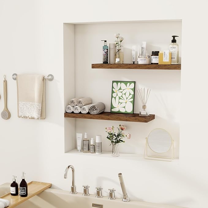 Fun Memories Floating Shelves for Wall, 22.5" Rustic Wood Deep Wall Mounted