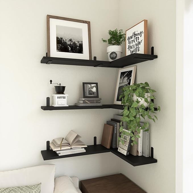 WOPITUES Wood Floating Shelves Set of 6, Shelves