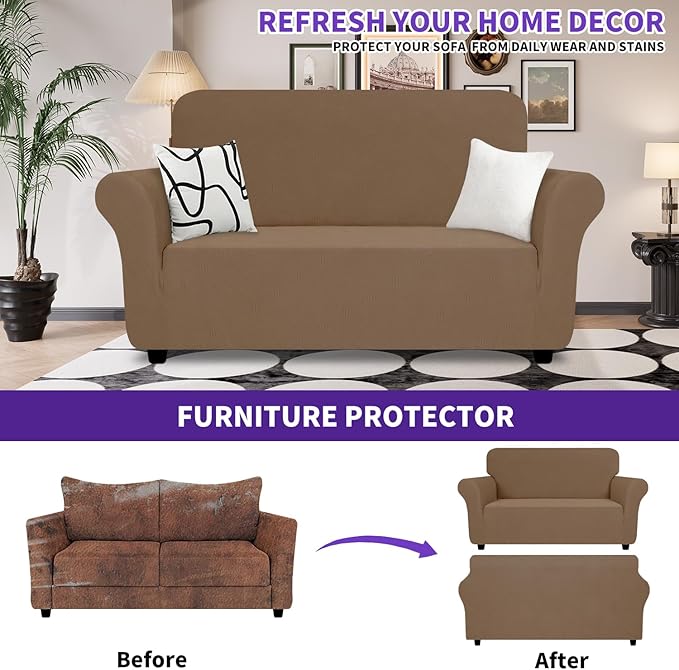 ZNSAYOTX Super Stretch Loveseat Covers, New Striped Love Seat Slipcover