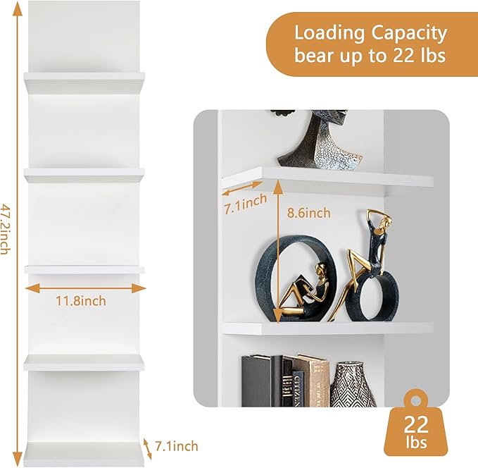 Homaterial 5 Tier Wall Shelf, Wall Mounted Shelves Unit