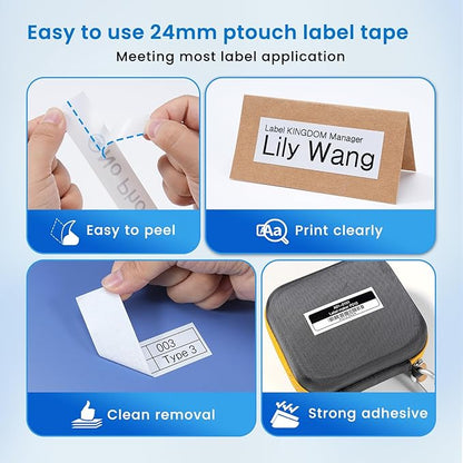 12 Pack Boxed Set TZe-251 Compatible with Brother P Touch 24mm 0.94” TZ Tape, for PT P710BT PTP750W, 1” Laminated White Label Maker Tape Tze251