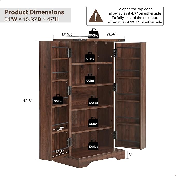 ACCOHOHO 47" Kitchen Pantry, Farmhouse Storage Cabinet