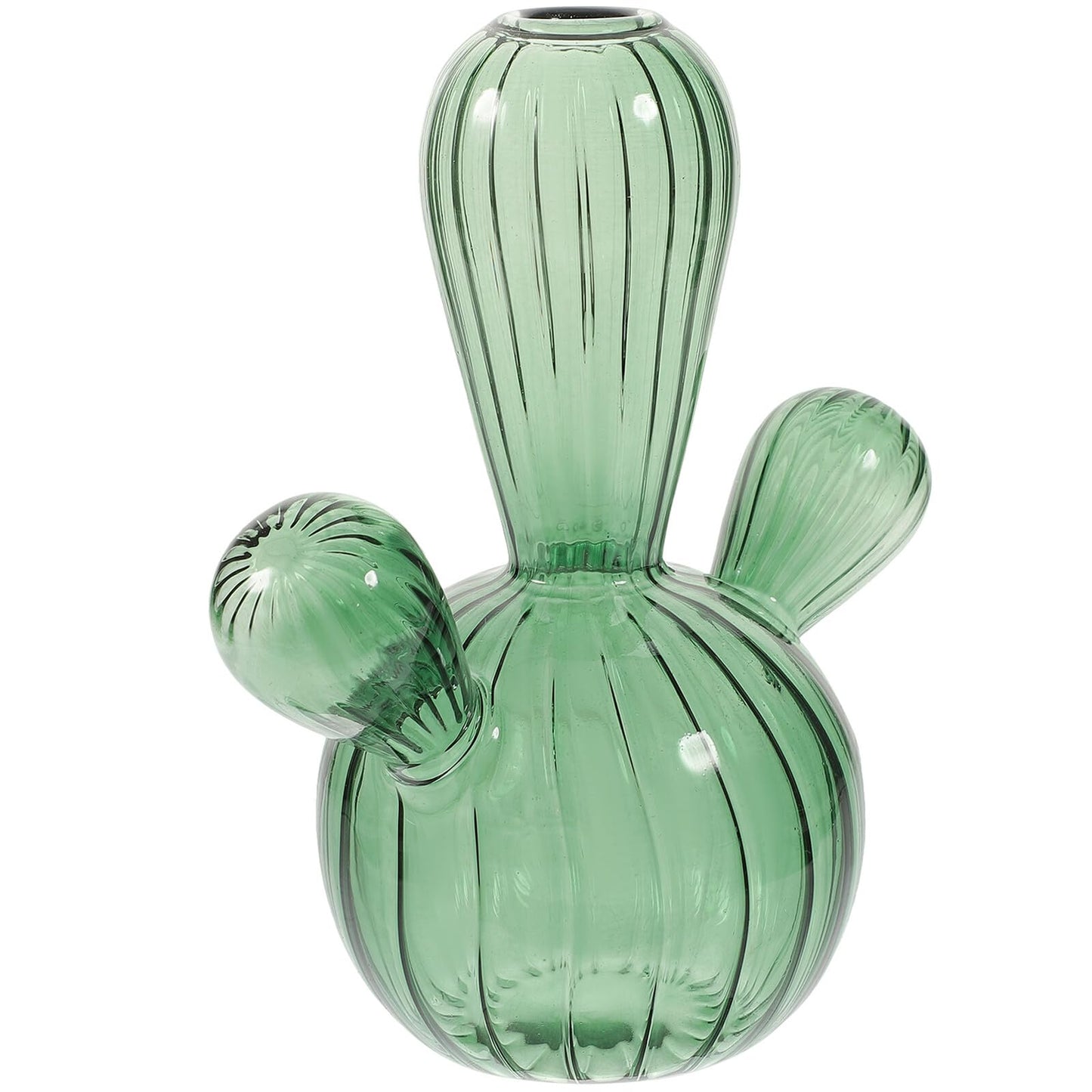 BUTIFULSIC Cactus Shaped Glass Vase Small Hydroponic Plant Container Green Glass Flower Vase Decorative Terrarium for Home Décor Tabletop Display
