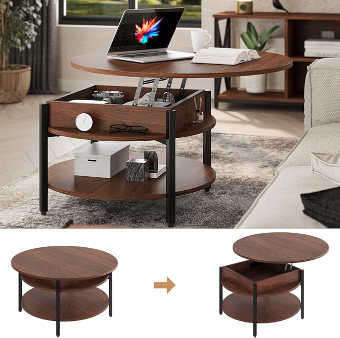 FABATO Round Lift Top Coffee Table