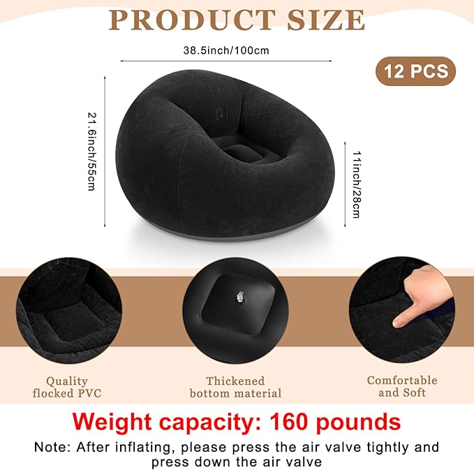 Realspring 6 9 12 Pcs Inflatable Bean Bag Chairs