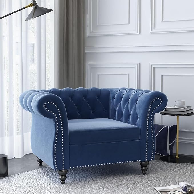 Mid-Century Sofa Chair, Velvet Accent Chair