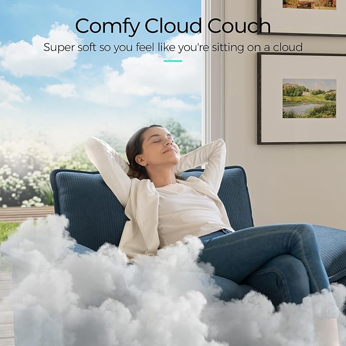 LINSY HOME 157" Modular U-Shaped Sectional Sofa, 4-Seat Corduroy Modern Cloud