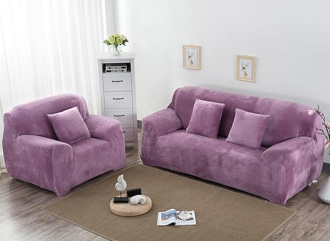 vctops 1-Piece Velvet Plush Stretch Chair Sofa Slipcover Soft Fuzzy Fluffy