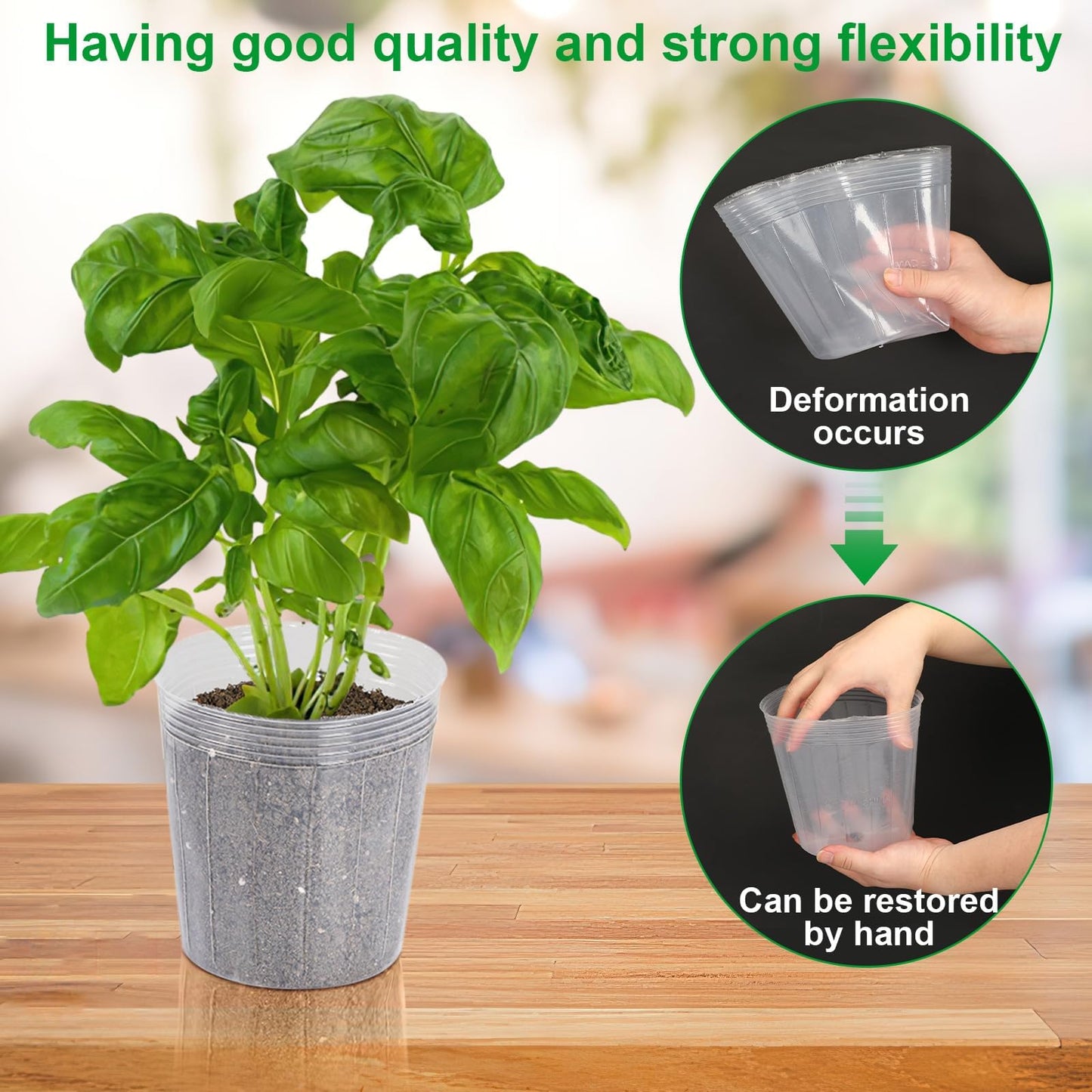 UPINS Clear Nursery Pots 40 Packs 3/4/5/6/7 Inches Plant Pots with Drainage Hole Seedling Transparent Plastic Gardening Pots Durable Seed Starter Pots Reusable for Plants Vegetables