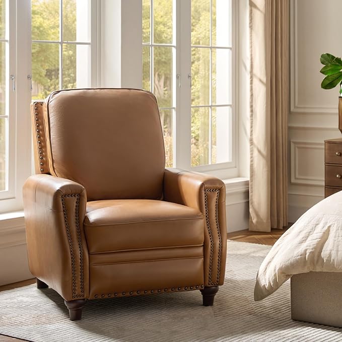 HULALA HOME Genuine Leather Manual Recliner Chair